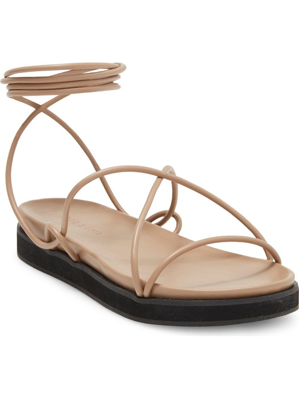 Billini Darcey Chunky Platform Cushioned Footbed Nude Ankle Strappy Tie Sandal 7